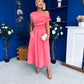 Breffy Asymmetric Neckline Skater Midi Rose