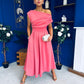 Breffy Asymmetric Neckline Skater Midi Rose