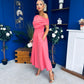 Breffy Asymmetric Neckline Skater Midi Rose