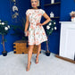 Betty Asymmetric Neckline Skater Mini Dress Peach