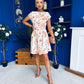 Betty Asymmetric Neckline Skater Mini Dress Peach