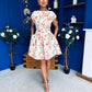 Betty Asymmetric Neckline Skater Mini Dress Peach
