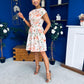 Betty Asymmetric Neckline Skater Mini Dress Peach