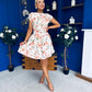 Betty Asymmetric Neckline Skater Mini Dress Peach