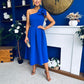 Natalie One Shoulder Bow Detail Occasion Dress Cobalt