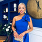 Natalie One Shoulder Bow Detail Occasion Dress Cobalt
