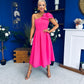 Natalie One Shoulder Bow Detail Occasion Dress Hot Pink
