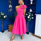 Natalie One Shoulder Bow Detail Occasion Dress Hot Pink