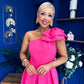 Natalie One Shoulder Bow Detail Occasion Dress Hot Pink