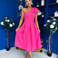 Natalie One Shoulder Bow Detail Occasion Dress Hot Pink