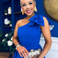 Natalie One Shoulder Bow Detail Occasion Dress Cobalt