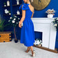 Natalie One Shoulder Bow Detail Occasion Dress Cobalt