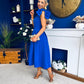 Natalie One Shoulder Bow Detail Occasion Dress Cobalt