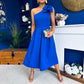 Natalie One Shoulder Bow Detail Occasion Dress Cobalt