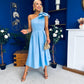 Natalie One Shoulder Bow Detail Occasion Dress Pwr Blue