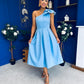 Natalie One Shoulder Bow Detail Occasion Dress Pwr Blue