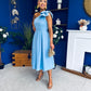Natalie One Shoulder Bow Detail Occasion Dress Pwr Blue