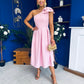 Natalie One Shoulder Bow Detail Occasion Dress Pwr Pink