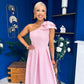 Natalie One Shoulder Bow Detail Occasion Dress Pwr Pink