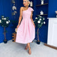 Natalie One Shoulder Bow Detail Occasion Dress Pwr Pink