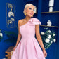 Natalie One Shoulder Bow Detail Occasion Dress Pwr Pink