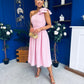 Natalie One Shoulder Bow Detail Occasion Dress Pwr Pink