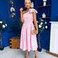 Natalie One Shoulder Bow Detail Occasion Dress Pwr Pink