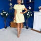 Ami Tulip Sleeve High Neck Mini Dress Yellow