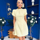 Ami Tulip Sleeve High Neck Mini Dress Yellow
