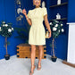 Ami Tulip Sleeve High Neck Mini Dress Yellow