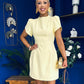 Ami Tulip Sleeve High Neck Mini Dress Yellow