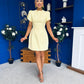 Ami Tulip Sleeve High Neck Mini Dress Yellow