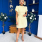 Ami Tulip Sleeve High Neck Mini Dress Yellow