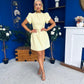 Ami Tulip Sleeve High Neck Mini Dress Yellow