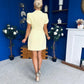 Ami Tulip Sleeve High Neck Mini Dress Yellow
