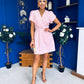 Bridget Twist Font Split Arm Mini Dress Pwr Pink