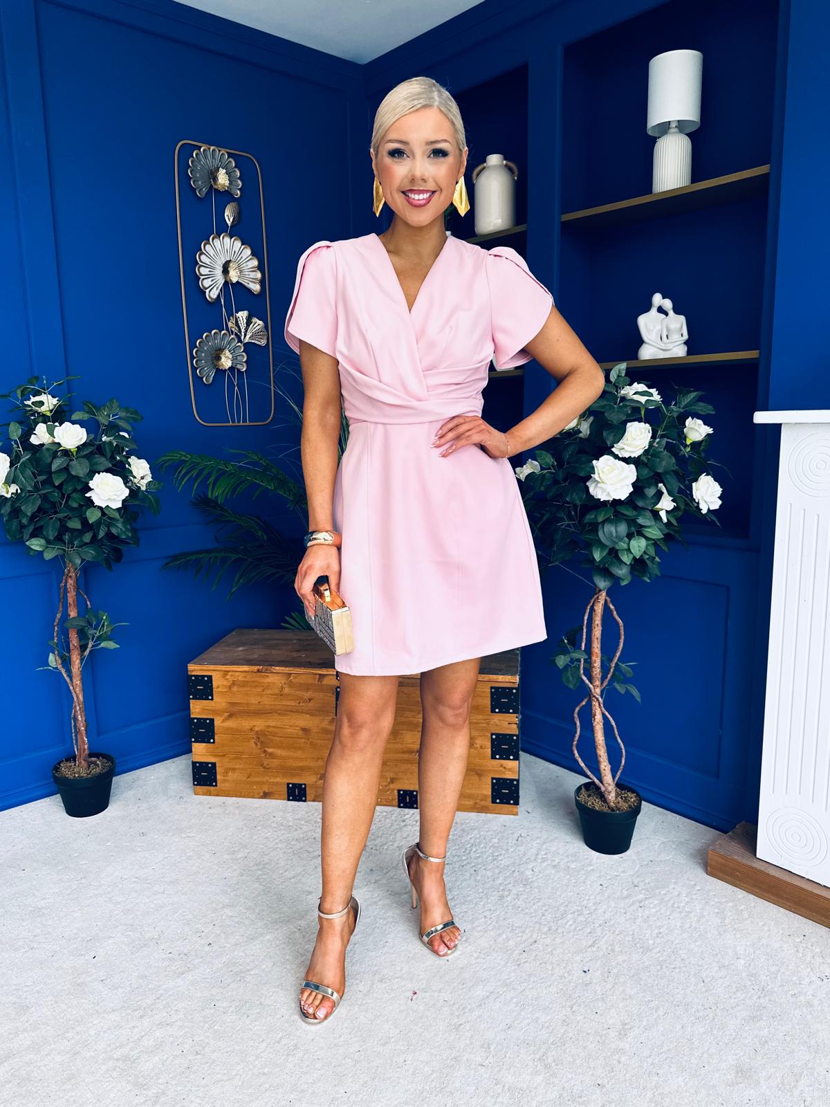 Bridget Twist Font Split Arm Mini Dress Pwr Pink