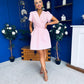 Bridget Twist Font Split Arm Mini Dress Pwr Pink