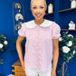 Mel Collar Detail Check Blouse Pink