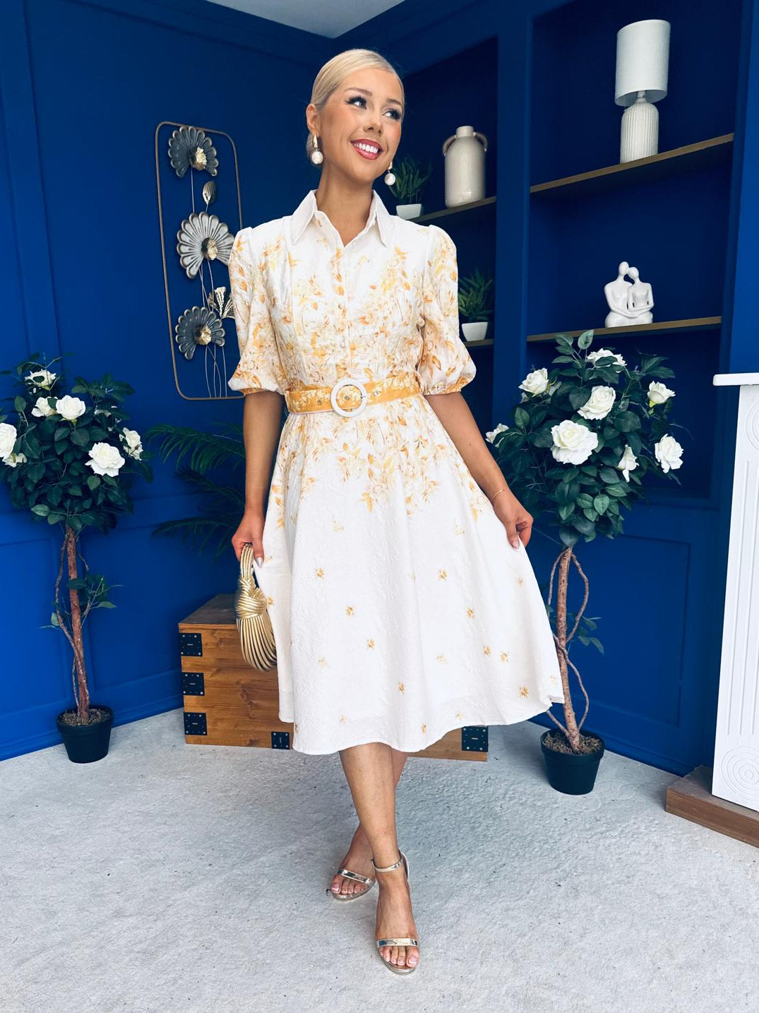 yellow and cream dress Kia Dress 10 / Yellow Cream