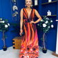 Aifric Plunge Neck Maxi Dress Amber