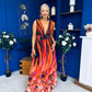 Aifric Plunge Neck Maxi Dress Amber