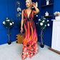 Aifric Plunge Neck Maxi Dress Amber