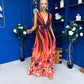 Aifric Plunge Neck Maxi Dress Amber