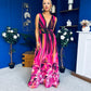 Aifric Plunge Neck Maxi Dress Fuchsia
