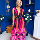 Aifric Plunge Neck Maxi Dress Fuchsia