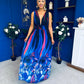 Aifric Plunge Neck Maxi Dress Blue