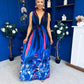 Aifric Plunge Neck Maxi Dress Blue
