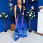 Aifric Plunge Neck Maxi Dress Blue