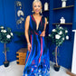 Aifric Plunge Neck Maxi Dress Blue
